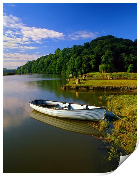 Boat Moored at Cotehelle Quay Print by Darren Galpin