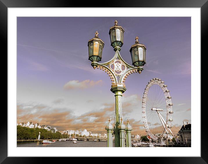 London Lamp Post Framed Mounted Print by Louise Godwin