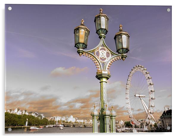 London Lamp Post Acrylic by Louise Godwin