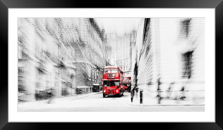 London Bus Abstract Framed Mounted Print by Louise Godwin