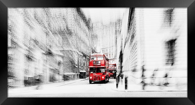 London Bus Abstract Framed Print by Louise Godwin