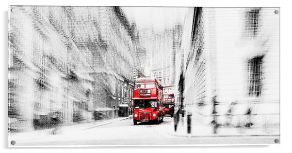 London Bus Abstract Acrylic by Louise Godwin