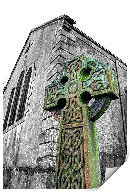 Old Celtic Cross Print by Gavin Wilson