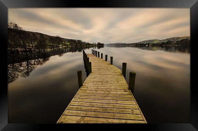 Coniston Water Jetty Framed Print by John Hare
