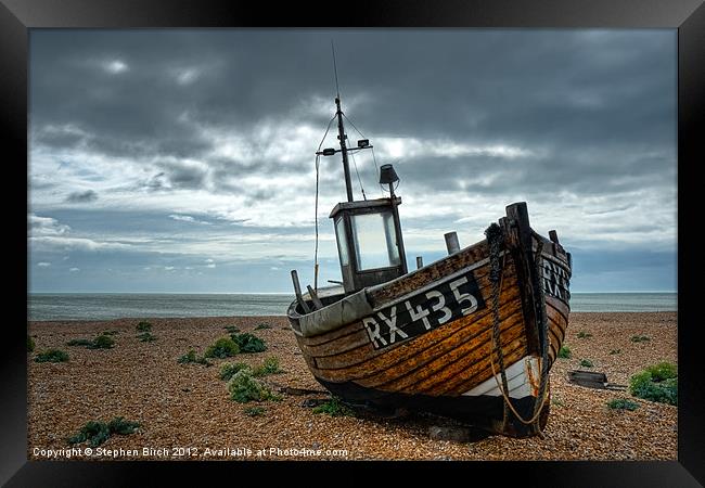 Fishing Boat at Dungeness, Kent Framed Print by Stephen Birch