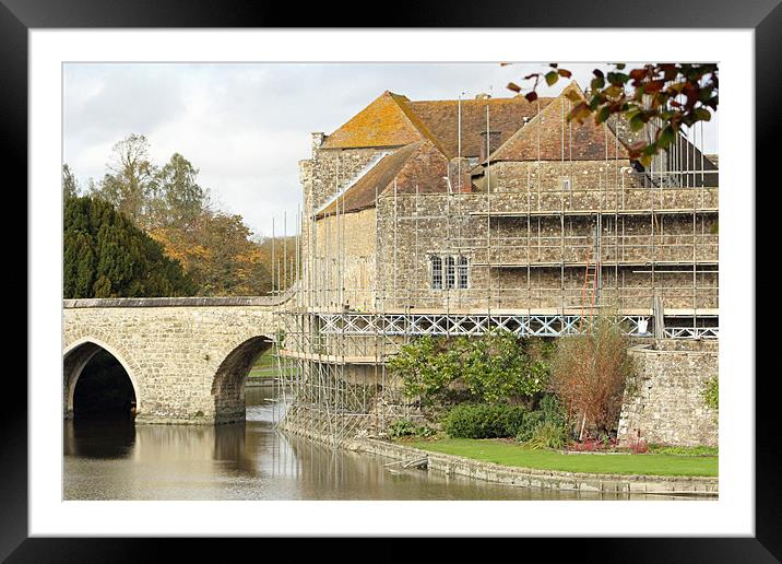 leeds castle under repair Framed Mounted Print by Martyn Bennett