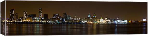 Panoramic Liverpool skyline by night Canvas Print by Paul Farrell Photography