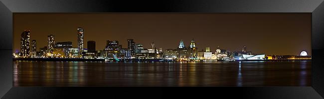 Panoramic Liverpool skyline by night Framed Print by Paul Farrell Photography