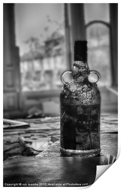 AN OLD BOTTLE OF RUM Print by Rob Toombs