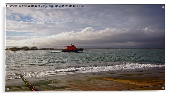 A Lifeboat Returns Acrylic by Phil Wareham