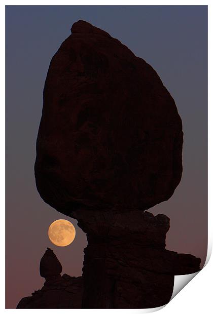 Balanced Rock with moon  Print by Thomas Schaeffer