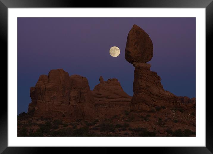 Balanced Rock full moon  Framed Mounted Print by Thomas Schaeffer