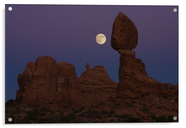 Balanced Rock full moon  Acrylic by Thomas Schaeffer