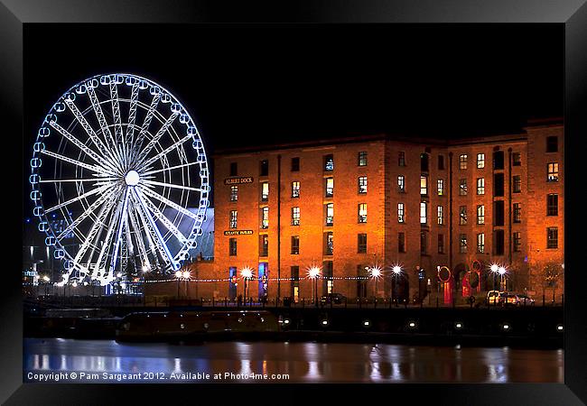 Albert Dock by Night Framed Print by Pam Sargeant