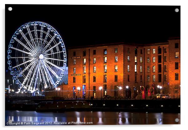 Albert Dock by Night Acrylic by Pam Sargeant