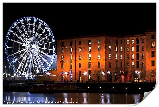 Albert Dock by Night Print by Pam Sargeant