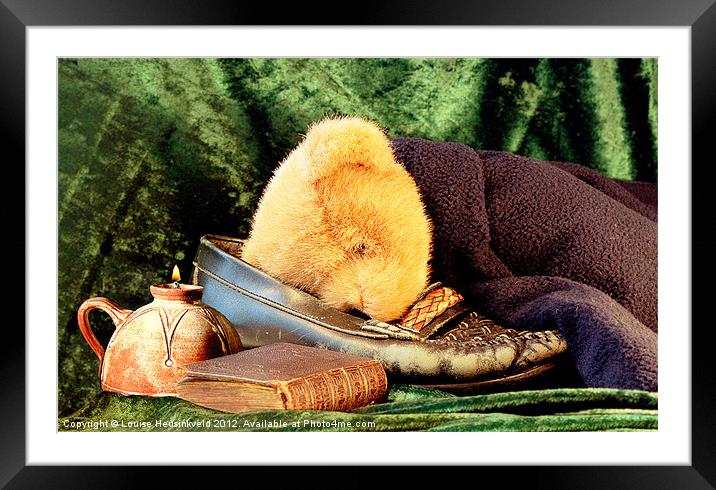 Sleeping Teddy Framed Mounted Print by Louise Heusinkveld