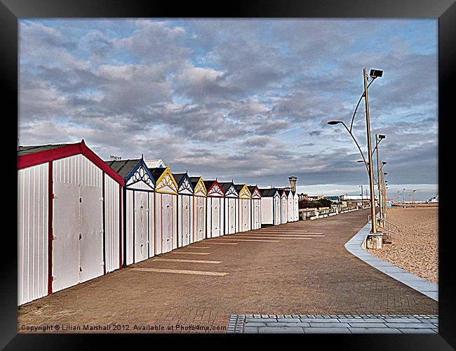 Great Yarmouth Beach Huts. Framed Print by Lilian Marshall