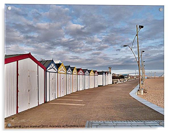 Great Yarmouth Beach Huts. Acrylic by Lilian Marshall