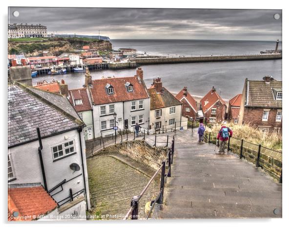 Whitby From The Steps Acrylic by Allan Briggs