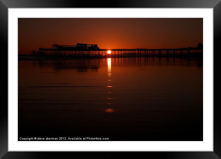 Hastings pier at sunset Framed Mounted Print by steve akerman