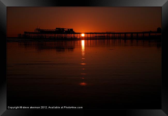 Hastings pier at sunset Framed Print by steve akerman