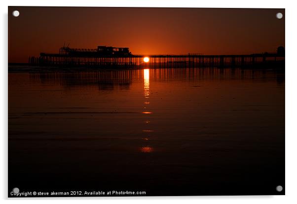 Hastings pier at sunset Acrylic by steve akerman
