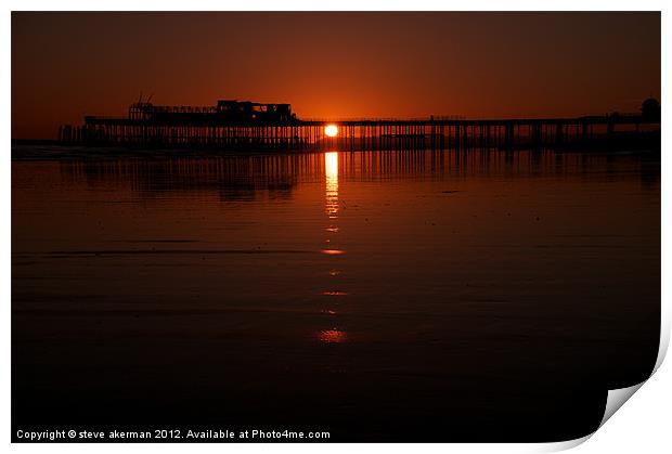 Hastings pier at sunset Print by steve akerman