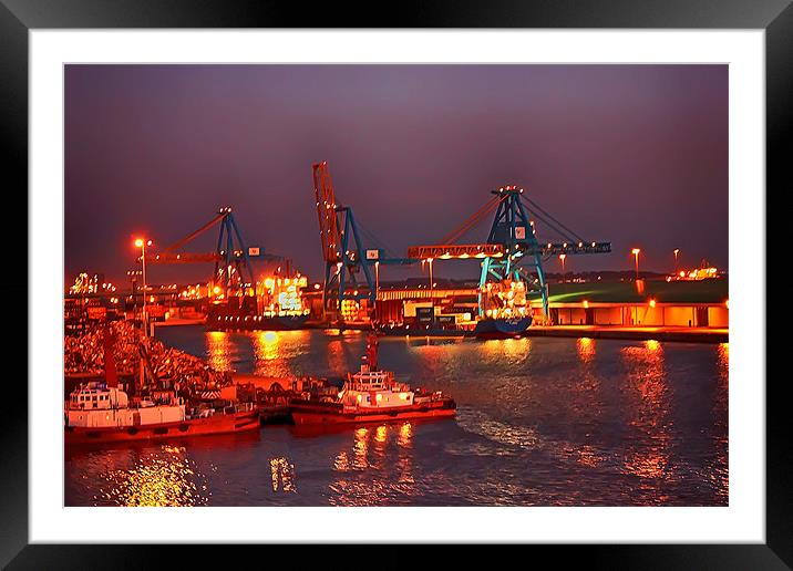 Hull Docks at Night Framed Mounted Print by paul jenkinson