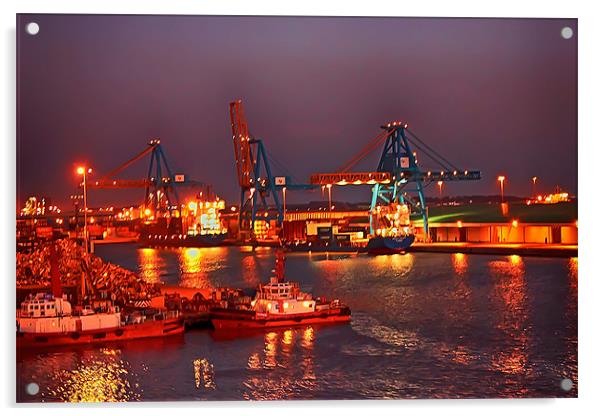 Hull Docks at Night Acrylic by paul jenkinson