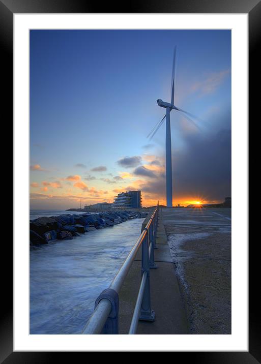 lowestoft Wind Turbine Framed Mounted Print by Paul Nichols