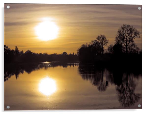 Sunset Over Still Water Acrylic by Jon Mills
