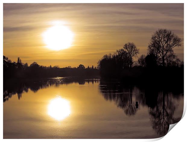 Sunset Over Still Water Print by Jon Mills