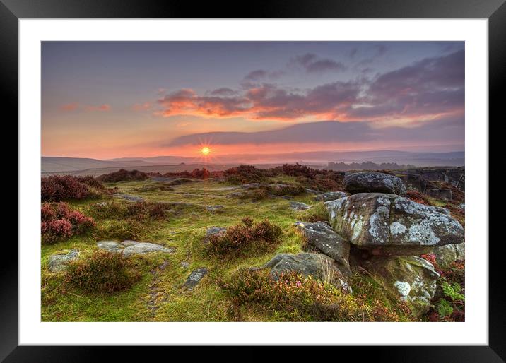 Curbar Sunrise Framed Mounted Print by Tracey Whitefoot