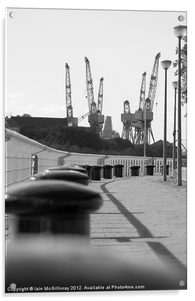 Shipyard Cranes Acrylic by Iain McGillivray