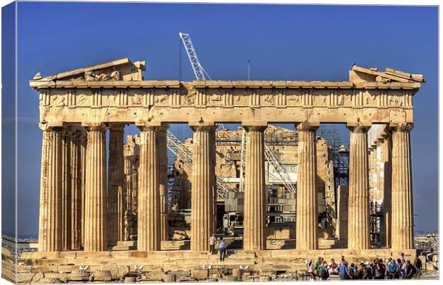 Heavy Lifting Gear in the Parthenon Canvas Print by Tom Gomez