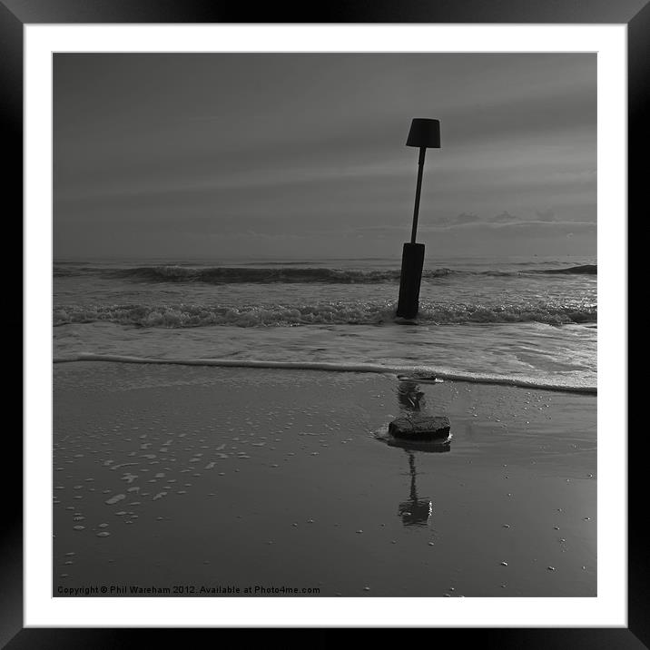 Seascape Black and White Framed Mounted Print by Phil Wareham
