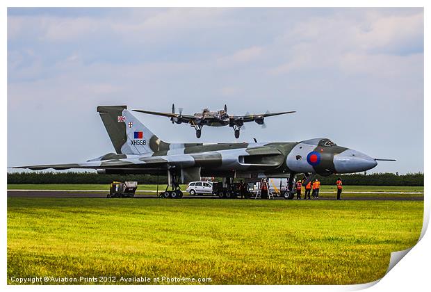 Vulcan XH558 and BBMF Lancaster Print by Oxon Images