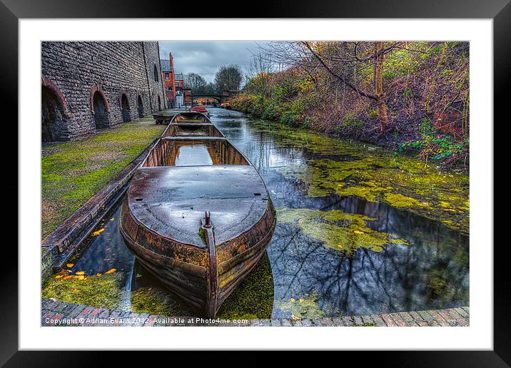 Canal Boat Framed Mounted Print by Adrian Evans