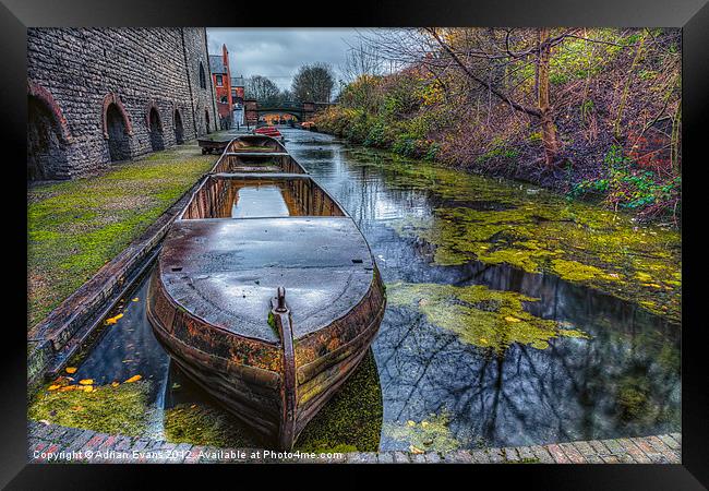 Canal Boat Framed Print by Adrian Evans