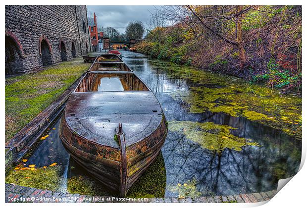 Canal Boat Print by Adrian Evans