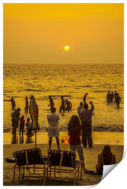 sunset in kovalam Print by Hassan Najmy