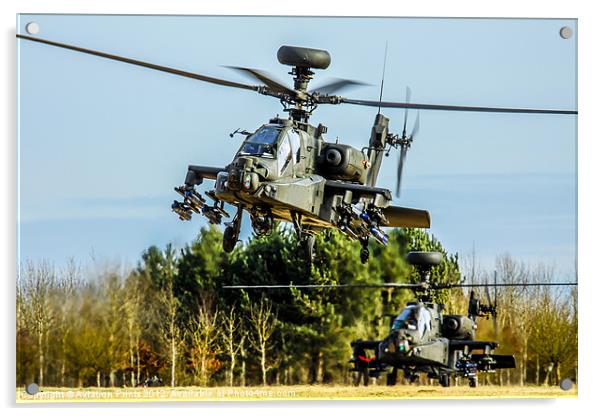 Two AH64 Apache helicopters Acrylic by Oxon Images