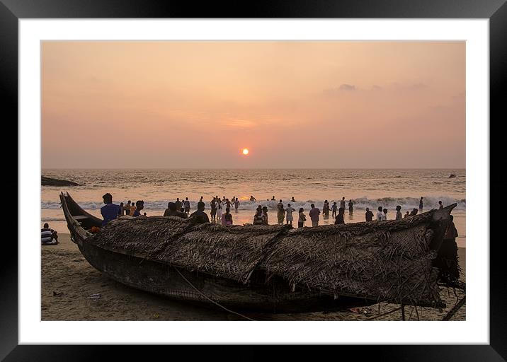 sunset in kovalam3 Framed Mounted Print by Hassan Najmy