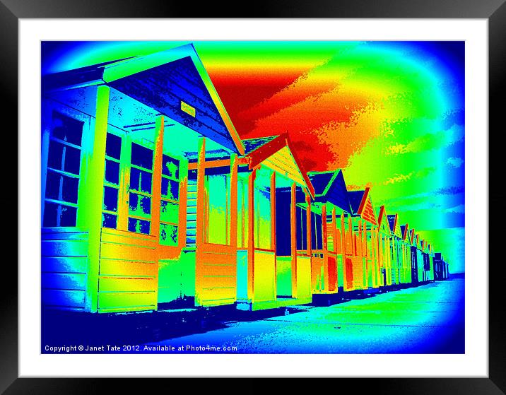 Southwold, Vivid Huts Framed Mounted Print by Janet Tate