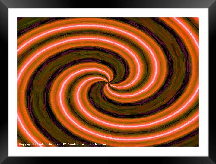Abstract.Orange Swirl. Framed Mounted Print by paulette hurley