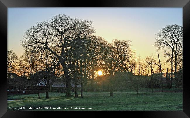 SUNRISE OVER CLUB HOUSE. Framed Print by malcolm fish