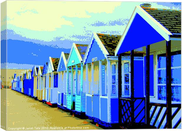 Poster style Southwold beach huts. Canvas Print by Janet Tate