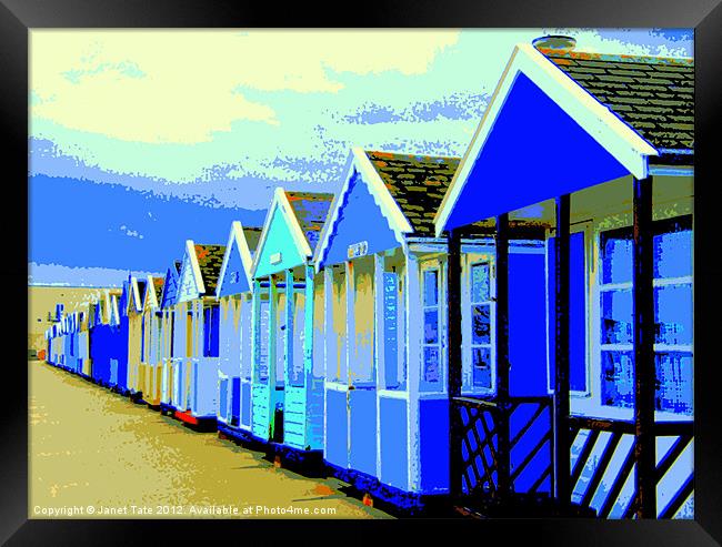Poster style Southwold beach huts. Framed Print by Janet Tate
