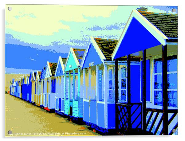 Poster style Southwold beach huts. Acrylic by Janet Tate
